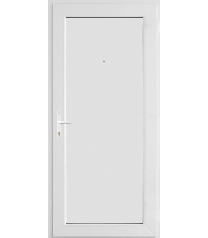 Porta Exterior PVC Painel Liso Branco Por Medida DIREITA