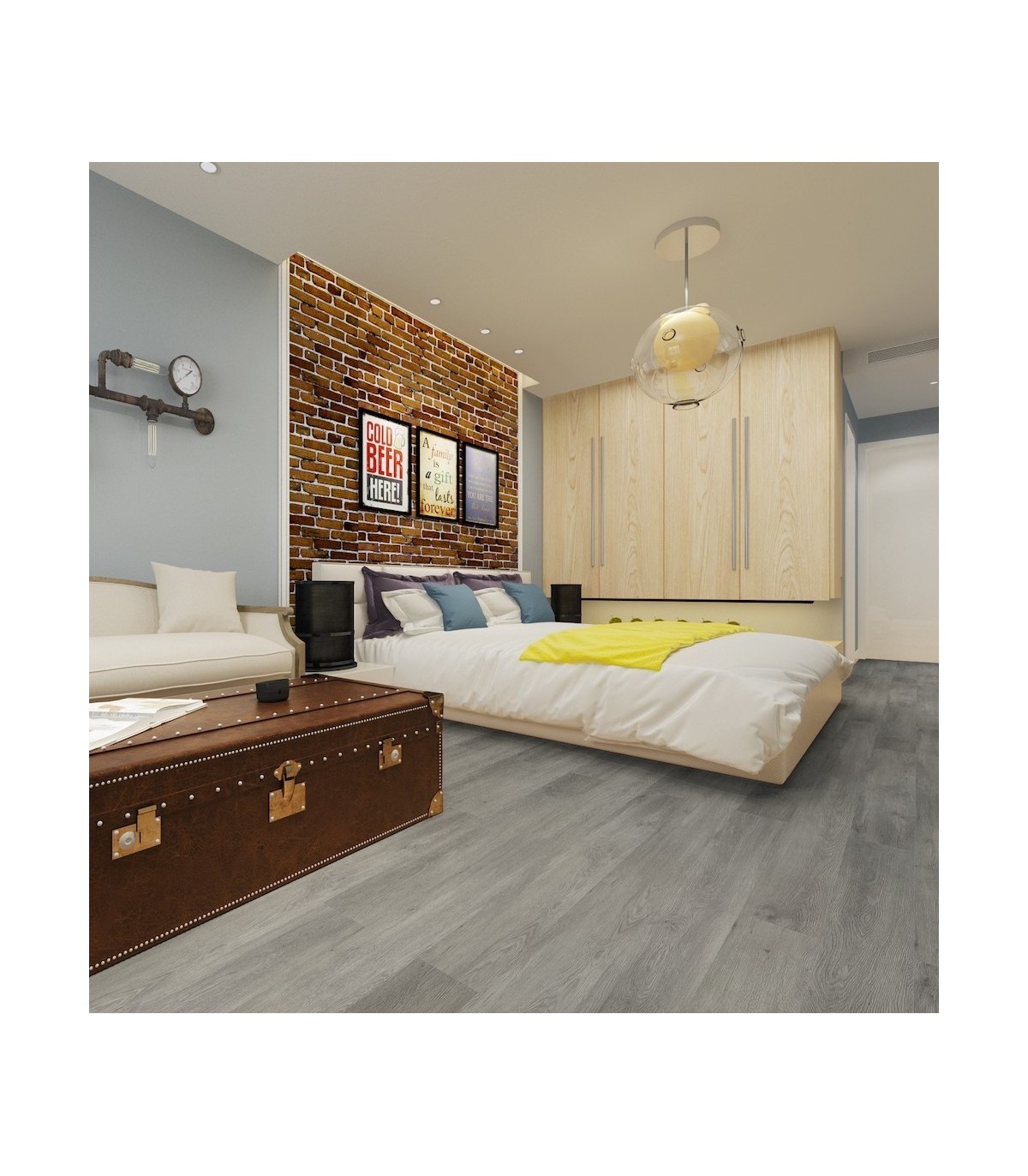 Pavimento Vinilico SPC Flutuante Pinho Cinza NewVinyl 5,5 mm