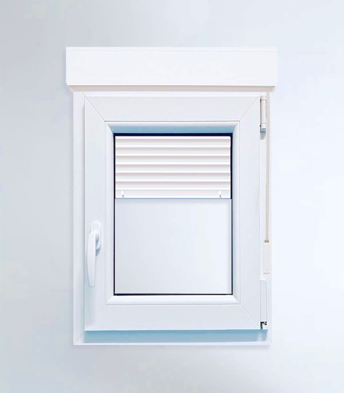 Janela PVC Oscilobatente Por Medida DIREITA com Estore Vidro Duplo ALUPLAST Classe A+