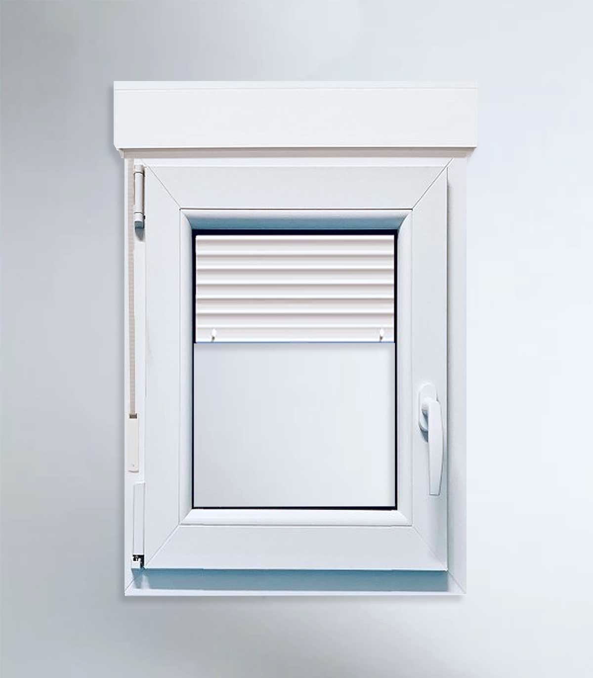 Janela PVC Oscilobatente Por Medida ESQUERDA com Estore Vidro Duplo ALUPLAST Classe A+