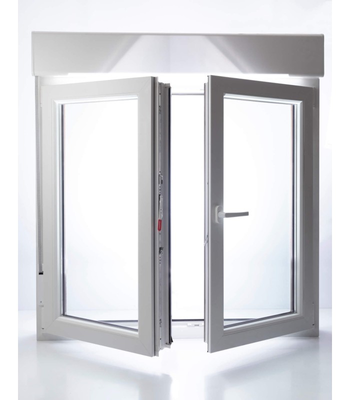 Janela PVC Oscilobatente Por Medida com Estore 2 Folhas Vidro Duplo ALUPLAST Classe A+