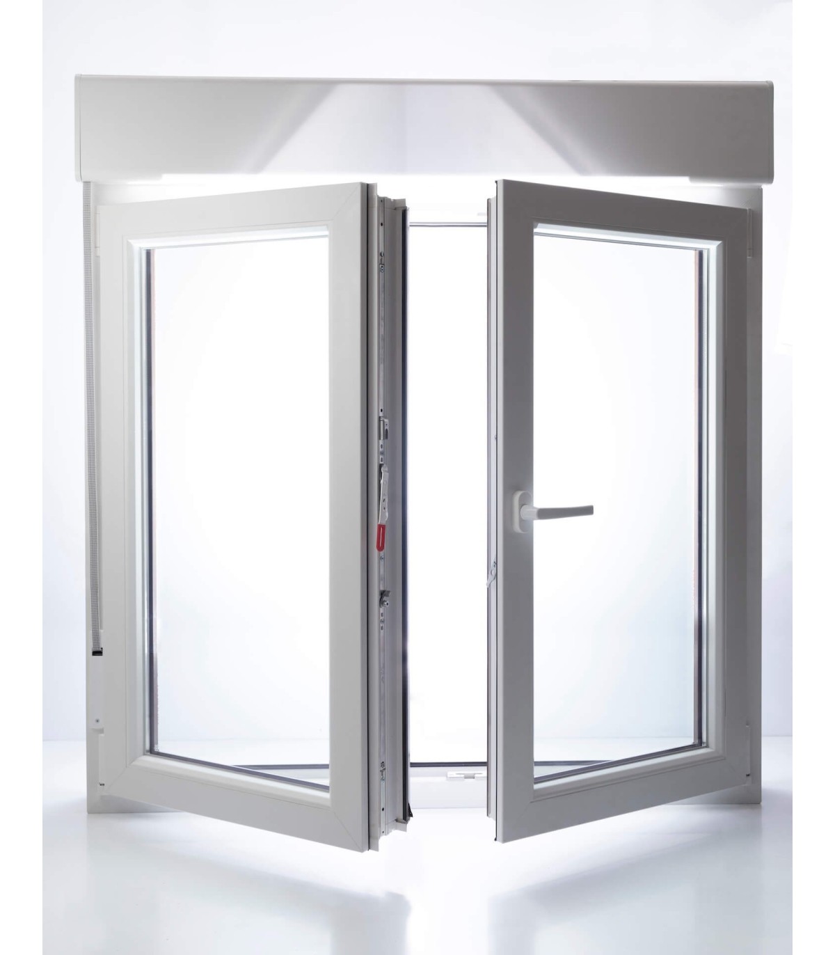 Janela PVC Oscilobatente Por Medida com Estore 2 Folhas Vidro Duplo ALUPLAST Classe A+