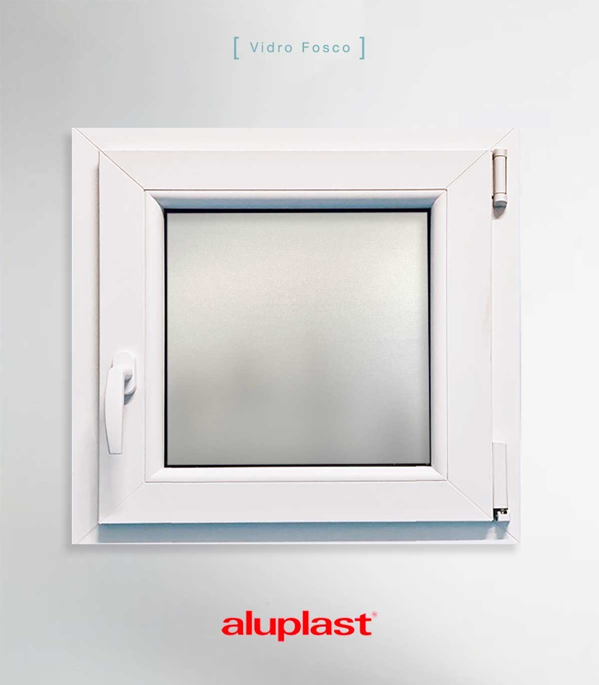 Janela PVC 50x50cm Oscilobatente DIREITA Vidro Duplo FOSCO LISO ALUPLAST