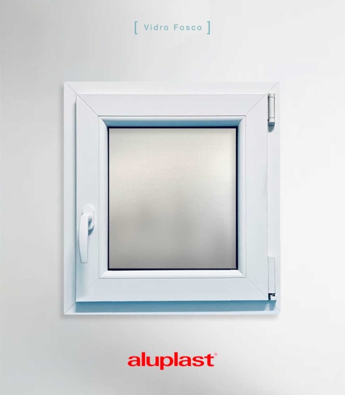 Janela PVC 50x60cm Oscilobatente DIREITA Vidro Duplo FOSCO LISO ALUPLAST
