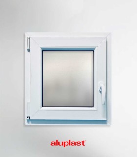 Janela PVC 50x60cm Oscilobatente ESQUERDA Vidro Duplo FOSCO LISO ALUPLAST