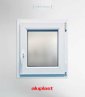 Janela PVC 50x70cm Oscilobatente DIREITA Vidro Duplo FOSCO LISO ALUPLAST