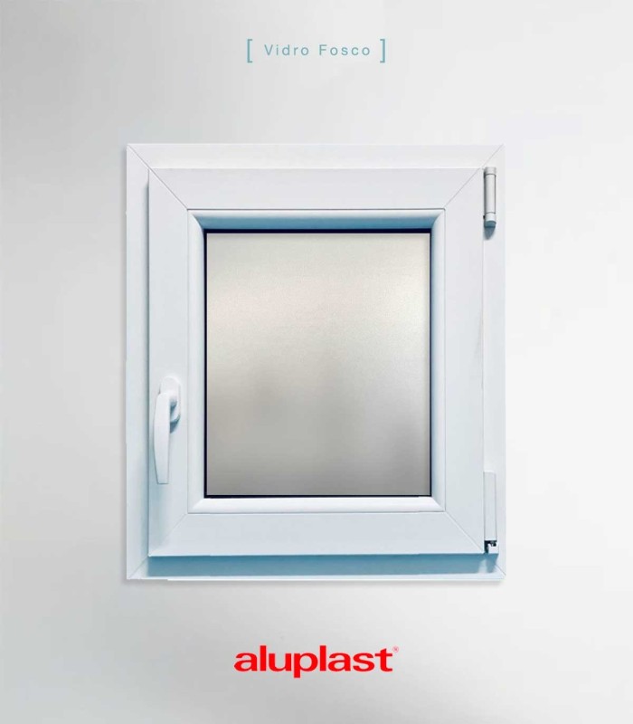 Janela PVC 50x70cm Oscilobatente DIREITA Vidro Duplo FOSCO LISO ALUPLAST