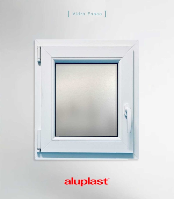 Janela PVC 50x70cm Oscilobatente ESQUERDA Vidro Duplo FOSCO LISO ALUPLAST