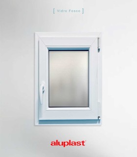 Janela PVC 50x80cm Oscilobatente DIREITA Vidro Duplo FOSCO LISO ALUPLAST