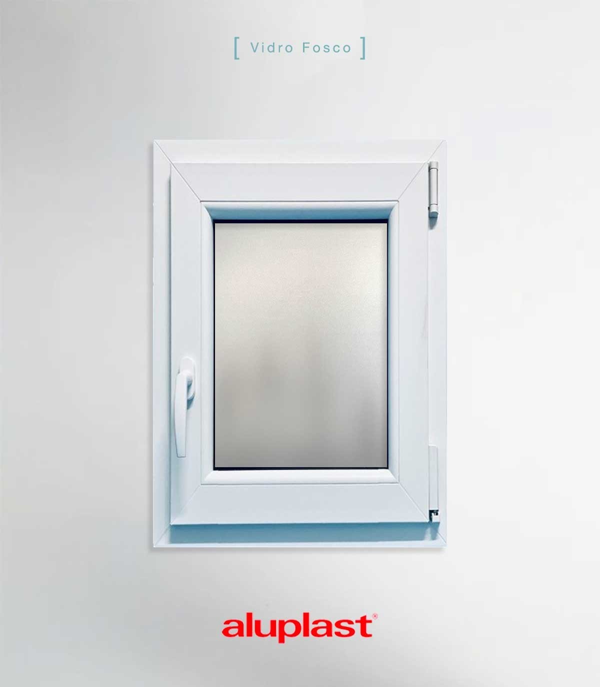 Janela PVC 50x80cm Oscilobatente DIREITA Vidro Duplo FOSCO LISO ALUPLAST