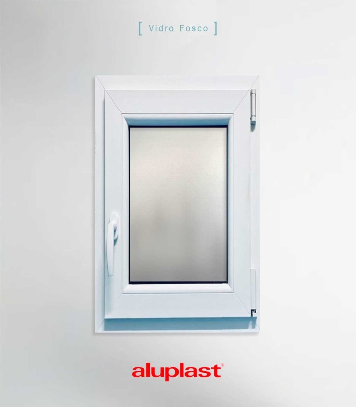 Janela PVC 50x100cm Oscilobatente DIREITA Vidro Duplo FOSCO LISO ALUPLAST