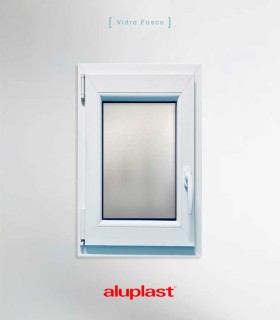 Janela PVC 50x100cm Oscilobatente ESQUERDA Vidro Duplo FOSCO LISO ALUPLAST