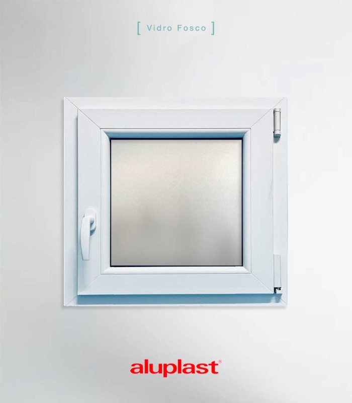 Janela PVC 60x60cm Oscilobatente DIREITA Vidro Duplo FOSCO LISO ALUPLAST