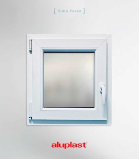 Janela PVC 60x70cm Oscilobatente ESQUERDA Vidro Duplo FOSCO LISO ALUPLAST