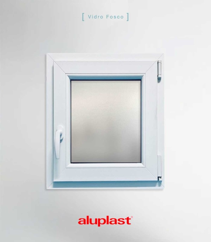 Janela PVC 60x80cm Oscilobatente DIREITA Vidro Duplo FOSCO LISO ALUPLAST