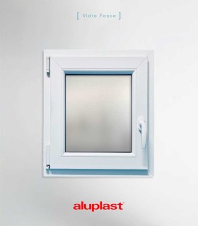 Janela PVC 60x80cm Oscilobatente ESQUERDA Vidro Duplo FOSCO LISO ALUPLAST