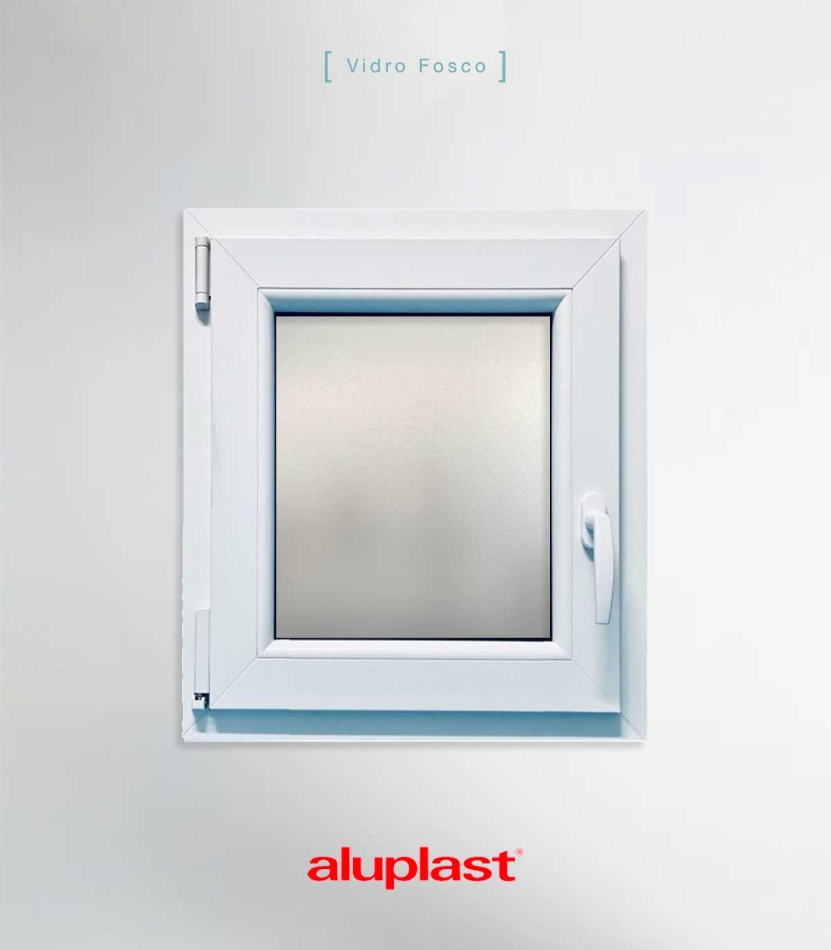 Janela PVC 60x80cm Oscilobatente ESQUERDA Vidro Duplo FOSCO LISO ALUPLAST