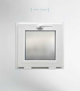 Janela PVC 50x50cm Basculante Vidro Duplo FOSCO LISO Perfil PROLINE