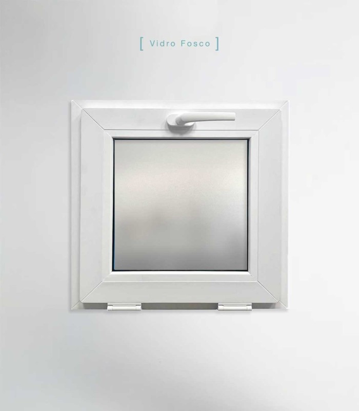 Janela PVC 50x50cm Basculante Vidro Duplo FOSCO LISO Perfil PROLINE