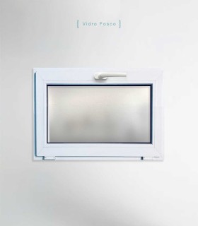 Janela PVC 80x50cm Basculante Vidro Duplo FOSCO LISO Perfil PROLINE