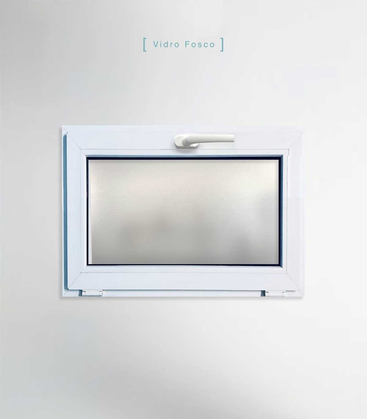 Janela PVC 80x50cm Basculante Vidro Duplo FOSCO LISO Perfil PROLINE