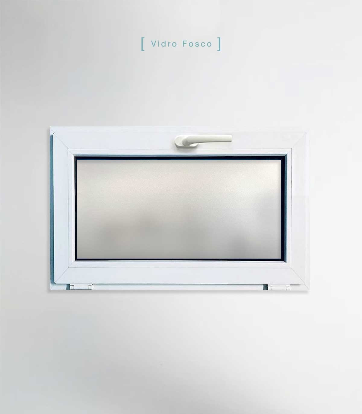 Janela PVC 100x50cm Basculante Vidro Duplo FOSCO LISO Perfil PROLINE