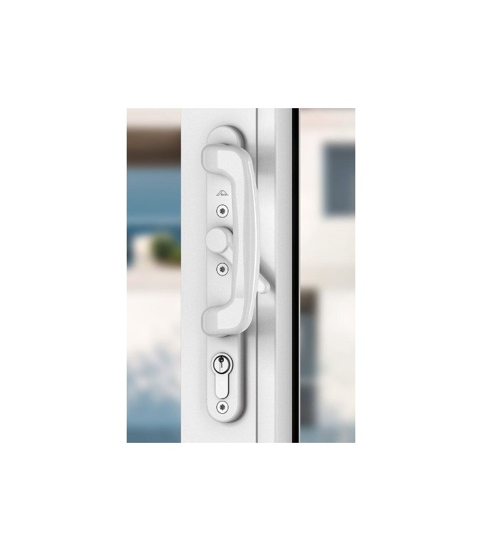 Opção - Fechadura para Porta Janela de Correr Aluplast - Puxador Duplo Cilindro e Chaves