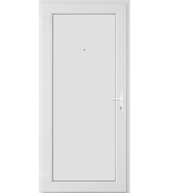 Porta Exterior PVC Painel Liso Branco 98x208cm ESQUERDA