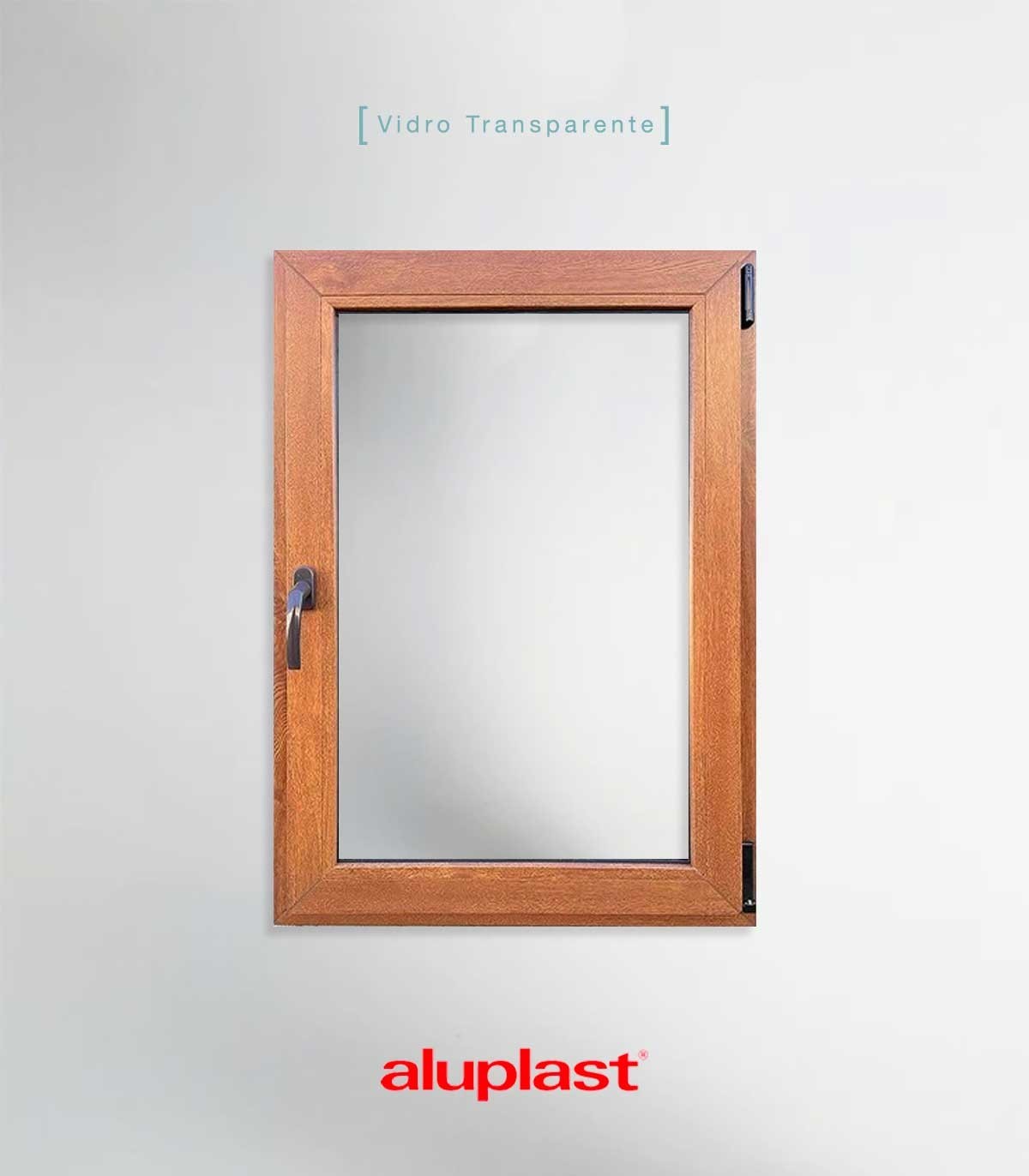 Janela PVC 80x100cm Oscilobatente DIREITA Carvalho Dourado Vidro Duplo ALUPLAST