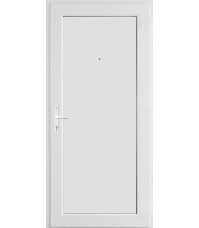 Porta Exterior PVC Painel Liso Branco 98x208cm DIREITA