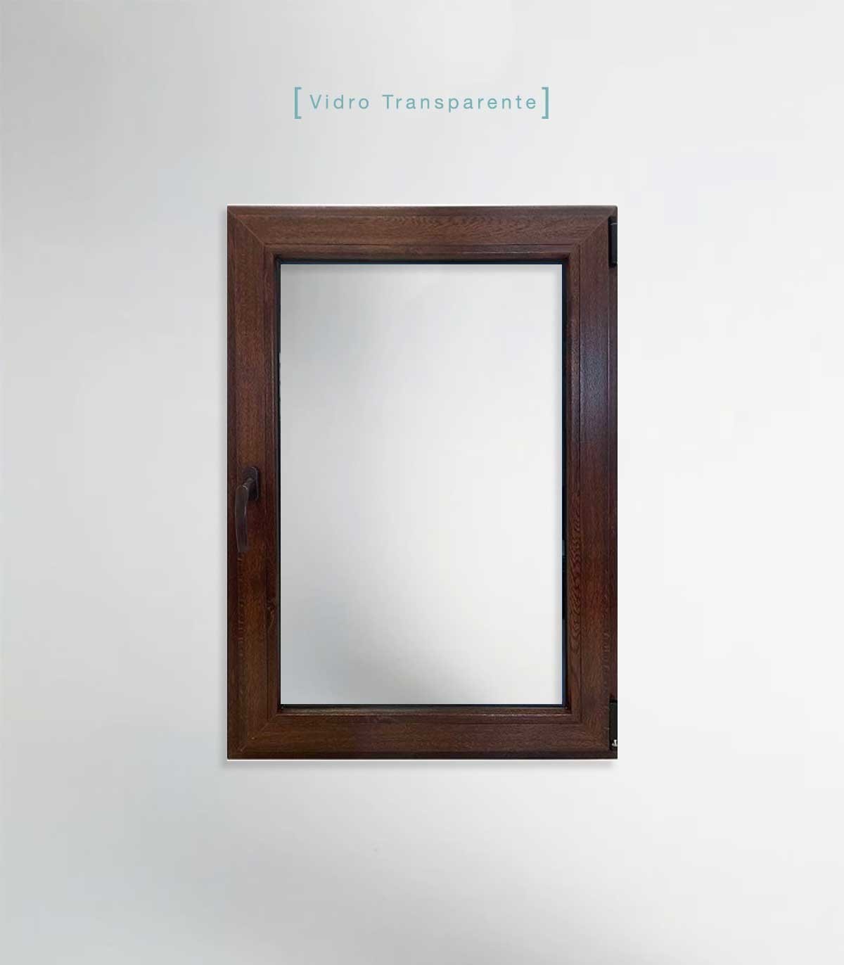 Janela PVC 70x100cm Oscilobatente DIREITA Nogueira Vidro Duplo