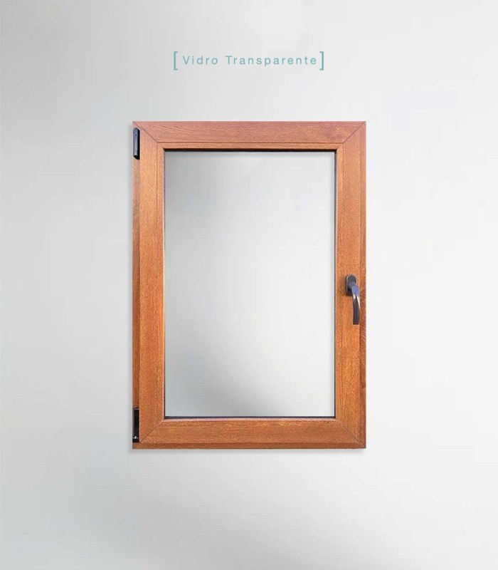 Janela PVC 70x100cm Oscilobatente ESQUERDA Carvalho Dourado Vidro Duplo