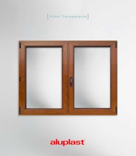 Janela PVC 120x100cm Oscilobatente Carvalho Dourado Vidro Duplo ALUPLAST