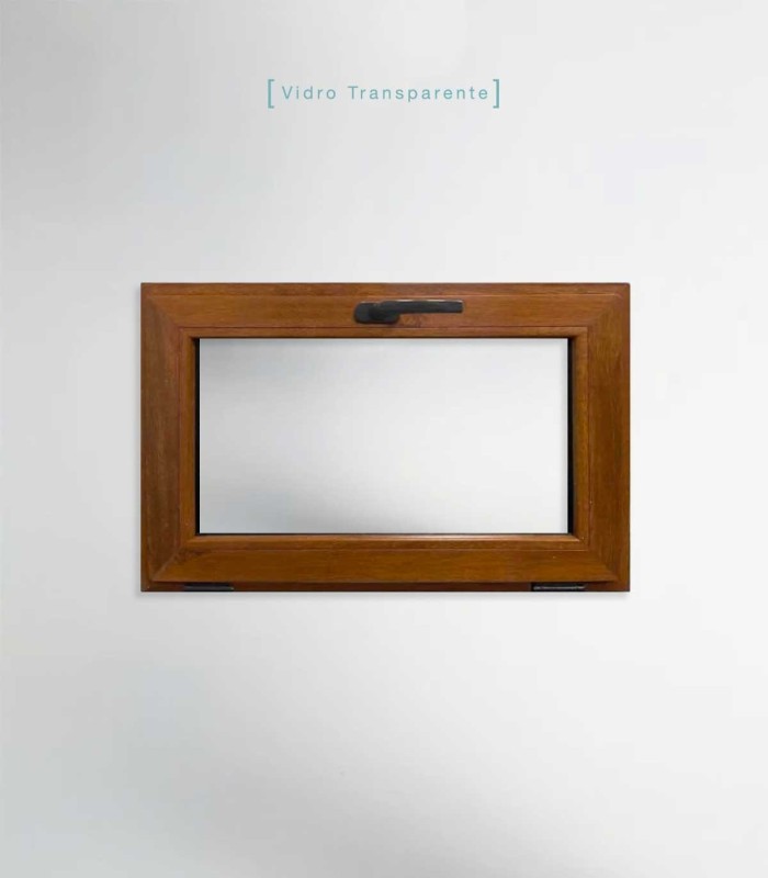 Janela PVC 80x50cm Basculante Carvalho Dourado Vidro Duplo