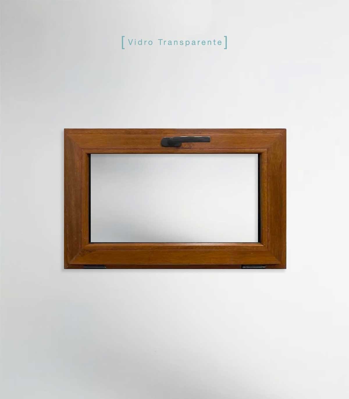 Janela PVC 80x50cm Basculante Carvalho Dourado Vidro Duplo