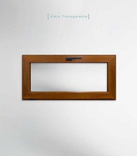 Janela PVC 100x50cm Basculante Carvalho Dourado Vidro Duplo