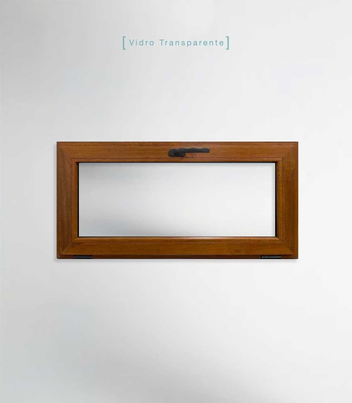 Janela PVC 100x50cm Basculante Carvalho Dourado Vidro Duplo