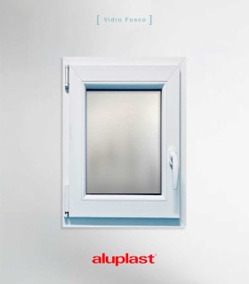 Janela PVC 60x100cm Oscilobatente ESQUERDA Vidro Duplo FOSCO LISO ALUPLAST