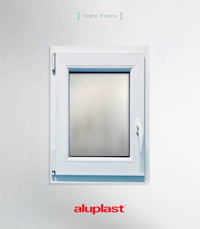 Janela PVC 60x100cm Oscilobatente ESQUERDA Vidro Duplo FOSCO LISO ALUPLAST