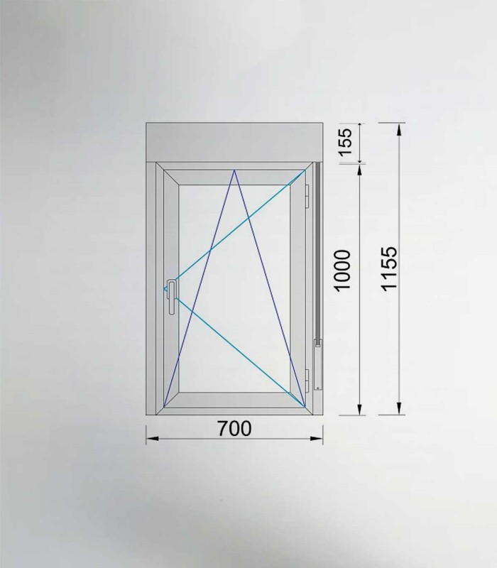 Janela PVC 70x115,5cm Oscilobatente DIREITA com Estore Vidro Duplo ALUPLAST