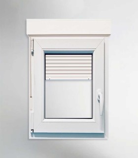 Janela PVC 70x115,5cm Oscilobatente ESQUERDA com Estore Vidro Duplo FOSCO LISO ALUPLAST