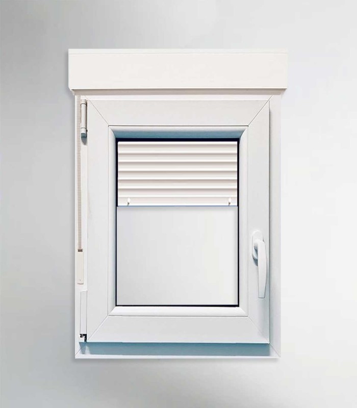 Janela PVC 70x115,5cm Oscilobatente ESQUERDA com Estore Vidro Duplo FOSCO LISO ALUPLAST