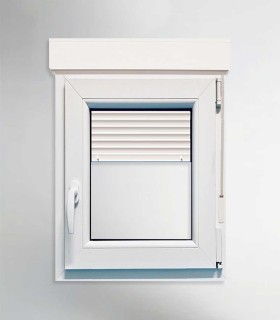 Janela PVC 80x115,5cm Oscilobatente DIREITA com Estore Vidro Duplo FOSCO LISO ALUPLAST