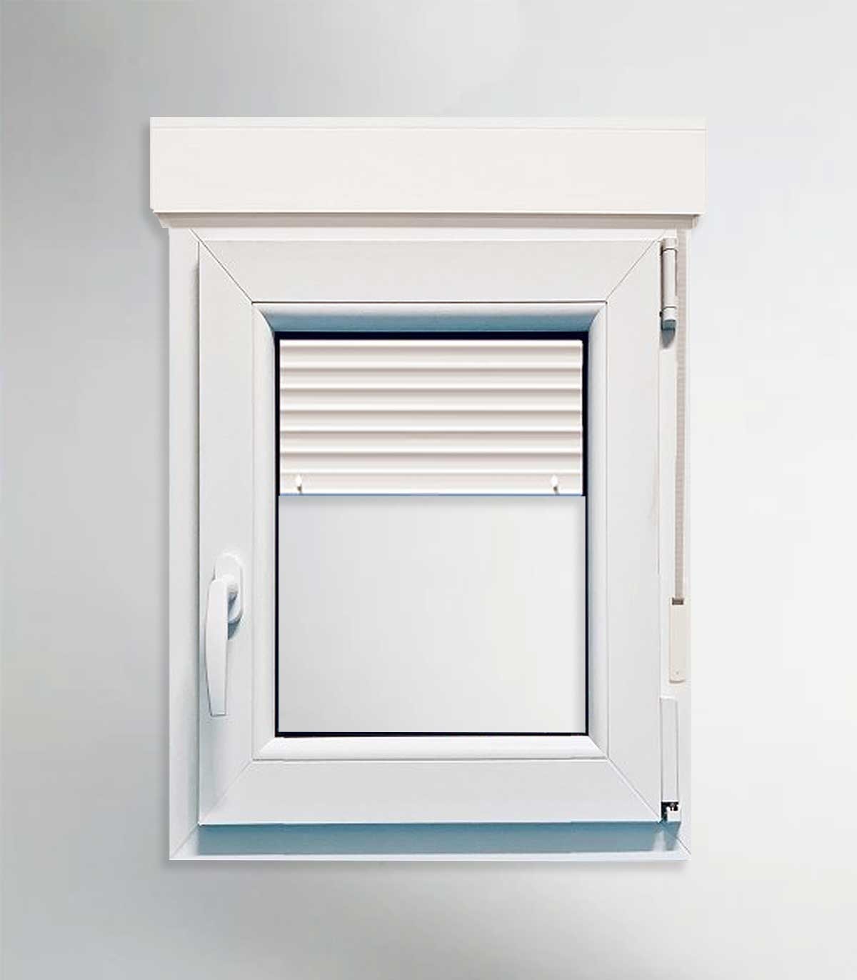 Janela PVC 80x115,5cm Oscilobatente DIREITA com Estore Vidro Duplo FOSCO LISO ALUPLAST