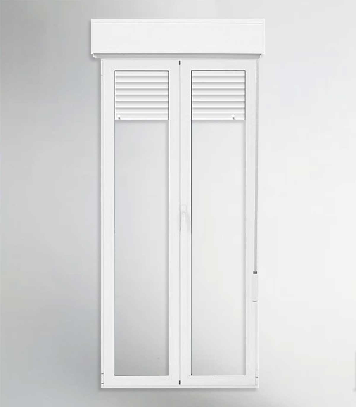 Porta Janela PVC 120x228,5cm Oscilobatente com Estore Vidro Duplo ALUPLAST