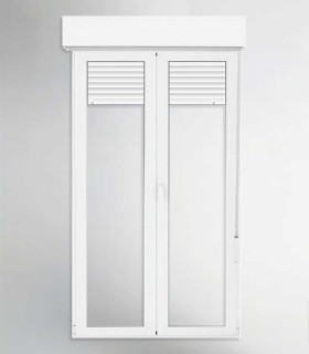 Porta Janela PVC 150x228,5cm Oscilobatente com Estore Vidro Duplo ALUPLAST