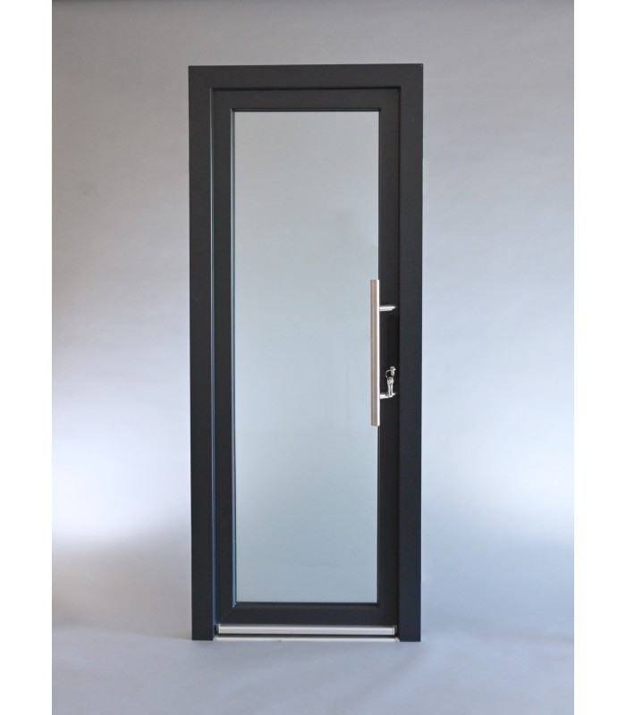 Porta Exterior PVC Vidro Fosco 90x200cm Antracite ESQUERDA ALUPLAST Fabrico Especial