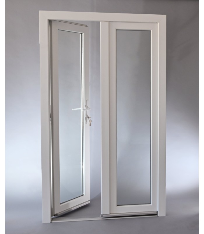 Porta Exterior Dupla PVC Vidro Transparente 150x200cm ESQUERDA ALUPLAST Fabrico Especial