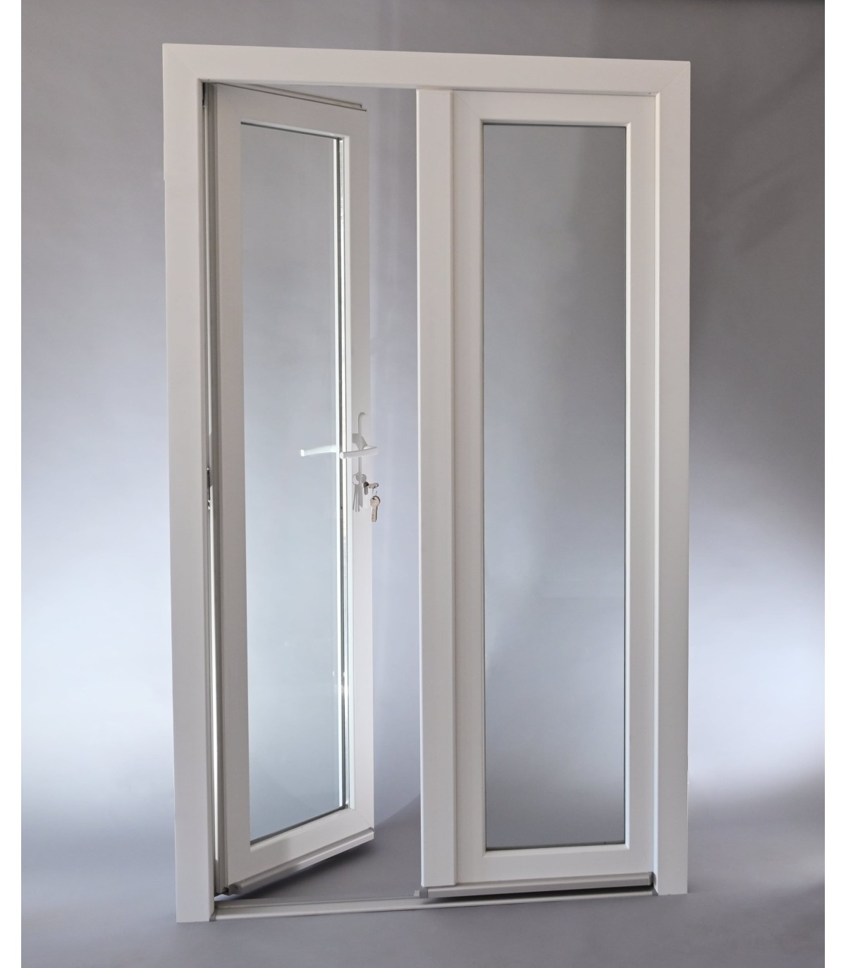 Porta Exterior Dupla PVC Vidro Transparente 150x200cm ESQUERDA ALUPLAST Fabrico Especial