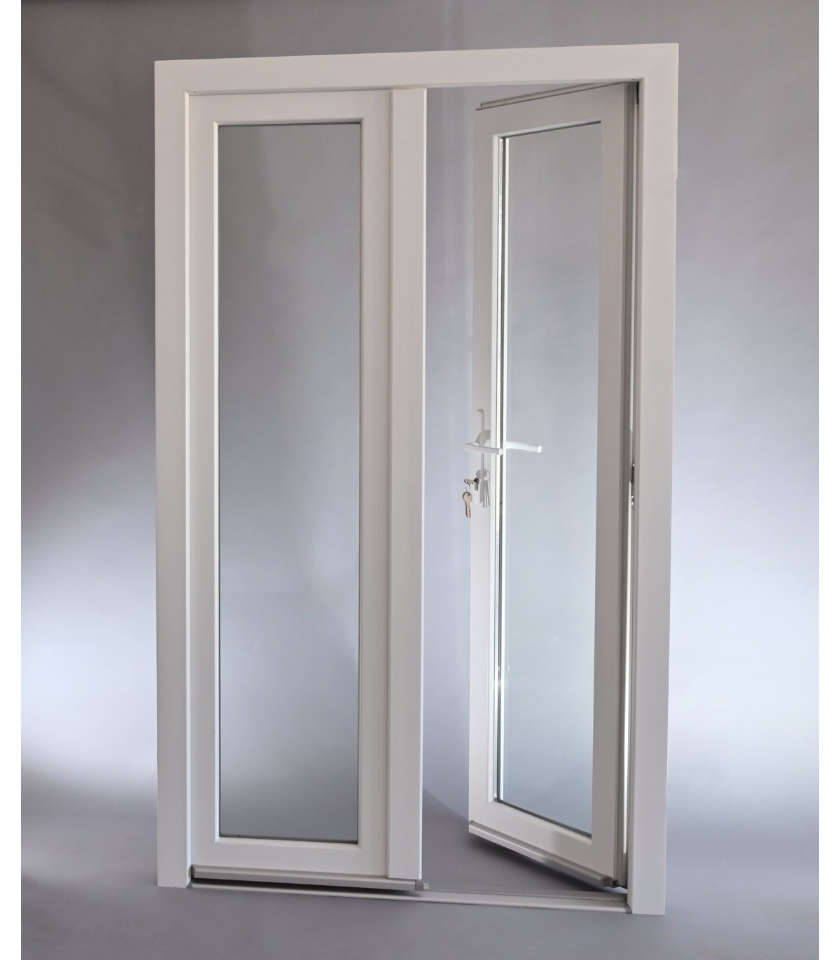 Porta Exterior Dupla PVC Vidro Transparente 150x200cm DIREITA ALUPLAST Fabrico Especial